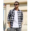 imageTACVASEN Flannel Shirt for Men Long Sleeve Plaid Shirt Corduroy Cuff Collar Casual Lightweight Cotton Button Down ShirtsBlack