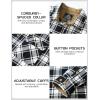 imageTACVASEN Flannel Shirt for Men Long Sleeve Plaid Shirt Corduroy Cuff Collar Casual Lightweight Cotton Button Down ShirtsBlack
