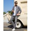 imageTACVASEN Flannel Shirt for Men Long Sleeve Plaid Shirt Corduroy Cuff Collar Casual Lightweight Cotton Button Down ShirtsBlack