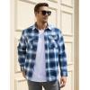 imageTACVASEN Flannel Shirt for Men Long Sleeve Plaid Shirt Corduroy Cuff Collar Casual Lightweight Cotton Button Down ShirtsBlue White