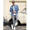 imageTACVASEN Flannel Shirt for Men Long Sleeve Plaid Shirt Corduroy Cuff Collar Casual Lightweight Cotton Button Down ShirtsBlue White