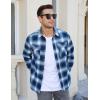 imageTACVASEN Flannel Shirt for Men Long Sleeve Plaid Shirt Corduroy Cuff Collar Casual Lightweight Cotton Button Down ShirtsBlue White