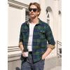 imageTACVASEN Flannel Shirt for Men Long Sleeve Plaid Shirt Corduroy Cuff Collar Casual Lightweight Cotton Button Down ShirtsGreen