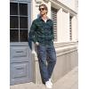 imageTACVASEN Flannel Shirt for Men Long Sleeve Plaid Shirt Corduroy Cuff Collar Casual Lightweight Cotton Button Down ShirtsGreen