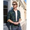 imageTACVASEN Flannel Shirt for Men Long Sleeve Plaid Shirt Corduroy Cuff Collar Casual Lightweight Cotton Button Down ShirtsGreen