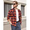 imageTACVASEN Flannel Shirt for Men Long Sleeve Plaid Shirt Corduroy Cuff Collar Casual Lightweight Cotton Button Down ShirtsOrange
