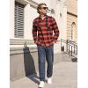 imageTACVASEN Flannel Shirt for Men Long Sleeve Plaid Shirt Corduroy Cuff Collar Casual Lightweight Cotton Button Down ShirtsOrange