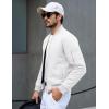 imageTACVASEN Mens Bomber Jacket Plaid Lined Casual Windbreaker Stylish Light Fall Spring Jackets Windproof Zip Up Coat02 White