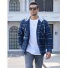 imageTACVASEN Mens Flannel Jacket with Hood Quilted Lined Plaid Shirts Jacket Cotton Long Sleeve Button Down Shirt ShacketBlack