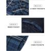 imageTACVASEN Mens Flannel Jacket with Hood Quilted Lined Plaid Shirts Jacket Cotton Long Sleeve Button Down Shirt ShacketBlue Grey