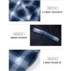 imageTACVASEN Mens Flannel Jacket with Hood Quilted Lined Plaid Shirts Jacket Cotton Long Sleeve Button Down Shirt ShacketBlue White