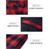 imageTACVASEN Mens Flannel Jacket with Hood Quilted Lined Plaid Shirts Jacket Cotton Long Sleeve Button Down Shirt ShacketNavy Red