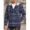 imageTACVASEN Mens Flannel Jacket with Hood Quilted Lined Plaid Shirts Jacket Cotton Long Sleeve Button Down Shirt ShacketNavy Red