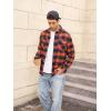 imageTACVASEN Mens Flannel Shirt Long Sleeve Plaid Shirts Cotton Lightweight Casual Button Down Work Shirt with 2 PocketsOrange