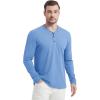 imageTACVASEN Mens Henley Shirts Long Sleeve Cotton Shirts for Travel Hiking Work Casual Regular FitLight Blue Hemp