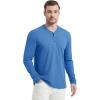 imageTACVASEN Mens Henley Shirts Long Sleeve Cotton Shirts for Travel Hiking Work Casual Regular FitSea Blue Hemp