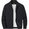 imageTACVASEN Mens Lightweight Windbreaker Full Zip Up Laydown Collar Jackets Light Casual Coat with Zip PocketsBlack