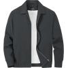 imageTACVASEN Mens Lightweight Windbreaker Full Zip Up Laydown Collar Jackets Light Casual Coat with Zip PocketsDark Gray
