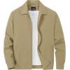 imageTACVASEN Mens Lightweight Windbreaker Full Zip Up Laydown Collar Jackets Light Casual Coat with Zip PocketsKhaki