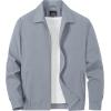 imageTACVASEN Mens Lightweight Windbreaker Full Zip Up Laydown Collar Jackets Light Casual Coat with Zip PocketsLight Gray