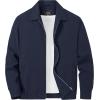 imageTACVASEN Mens Lightweight Windbreaker Full Zip Up Laydown Collar Jackets Light Casual Coat with Zip PocketsNavy