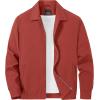 imageTACVASEN Mens Lightweight Windbreaker Full Zip Up Laydown Collar Jackets Light Casual Coat with Zip PocketsOrange Red