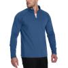 imageTACVASEN Mens Quarter Zip Pullover Fleece Lined Long Sleeve 14 Zip Golf Shirt Athletic Running Fishing SweatshirtsBlue Grey