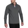 imageTACVASEN Mens Quarter Zip Pullover Fleece Lined Long Sleeve 14 Zip Golf Shirt Athletic Running Fishing SweatshirtsDark Grey