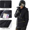 imageTACVASEN Mens Ski Snowboard Jacket Warm Winter Windproof Hiking Fishing Travel Fleece Lined Jacket Hooded with PocketsBlack