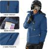 imageTACVASEN Mens Ski Snowboard Jacket Warm Winter Windproof Hiking Fishing Travel Fleece Lined Jacket Hooded with PocketsDenim Blue