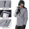 imageTACVASEN Mens Ski Snowboard Jacket Warm Winter Windproof Hiking Fishing Travel Fleece Lined Jacket Hooded with PocketsLight Grey