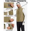 imageTACVASEN Mens Windproof Lightweight Vest Waterproof with Pockets Softshell Sleeveless Fleece Jacket for Hiking GolfKhaki