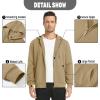 imageTACVASEN Mens Zip Up Hoodie Fleece Lined Hoodie Jacket Men Full Zip Sweatshirts Outdoor Thermal Athletic HoodiesKhaki