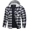 imageTACVASEN Mens Flannel Jacket with Hood Quilted Lined Plaid Shirts Jacket Cotton Long Sleeve Button Down Shirt ShacketBlack