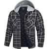 imageTACVASEN Mens Flannel Jacket with Hood Quilted Lined Plaid Shirts Jacket Cotton Long Sleeve Button Down Shirt ShacketBlack Grey