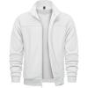 imageTACVASEN Mens Fleece Lined Track Athletic Jackets Lightweight Full Zip Collar Casual Coats for Running with PocketsWhite