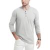 imageTACVASEN Mens Henley Shirts Long Sleeve Cotton Shirts for Travel Hiking Work Casual Regular FitBeige Hemp
