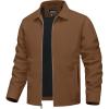 imageTACVASEN Mens Lightweight Windbreaker Full Zip Up Laydown Collar Jackets Light Casual Coat with Zip PocketsBrown