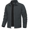 imageTACVASEN Mens Lightweight Windbreaker Full Zip Up Laydown Collar Jackets Light Casual Coat with Zip PocketsDark Gray