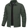 imageTACVASEN Mens Lightweight Windbreaker Full Zip Up Laydown Collar Jackets Light Casual Coat with Zip PocketsGreen