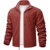 imageTACVASEN Mens Polar Fleece Jacket Full Zip Lightweight Tactical Jacket with Pockets Winter Coats Warm Casual Hiking OutdoorOrange Red