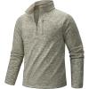 imageTACVASEN Mens Quarter Zip Pullover Long Sleeve Thermal Fleece Sweater Lightweight Casual Golf Sweatshirt with Zipper PocketKhaki