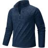 imageTACVASEN Mens Quarter Zip Pullover Long Sleeve Thermal Fleece Sweater Lightweight Casual Golf Sweatshirt with Zipper PocketNavy