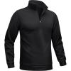 imageTACVASEN Mens Quarter Zip Pullover Sweatshirts Lightweight Fleece Lined Thermal Sweatshirts 14 Zip Golf SweatersBlack