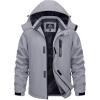 imageTACVASEN Mens Ski Snowboard Jacket Warm Winter Windproof Hiking Fishing Travel Fleece Lined Jacket Hooded with PocketsLight Grey