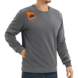 imageTACVASEN Mens Crewneck Sweatshirt Fleece Lined with Pocket Winter Warm Midweight Casual Long Sleeve Pullover SweatshirtDark Gray Floral