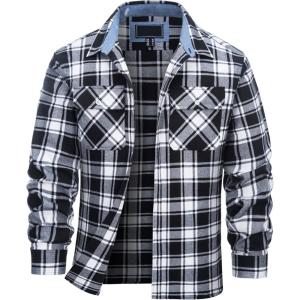 imageTACVASEN Mens Flannel Shirt Long Sleeve Plaid Shirts Cotton Lightweight Casual Button Down Work Shirt with 2 PocketsBlack