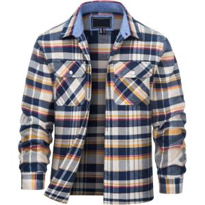 imageTACVASEN Mens Flannel Shirt Long Sleeve Plaid Shirts Cotton Lightweight Casual Button Down Work Shirt with 2 PocketsYellow