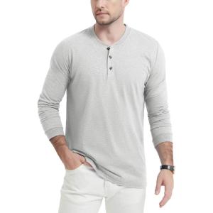 imageTACVASEN Mens Henley Shirts Long Sleeve Cotton Shirts for Travel Hiking Work Casual Regular FitBeige Hemp