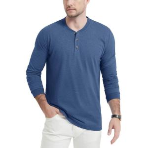 imageTACVASEN Mens Henley Shirts Long Sleeve Cotton Shirts for Travel Hiking Work Casual Regular FitGrey Blue Hemp
